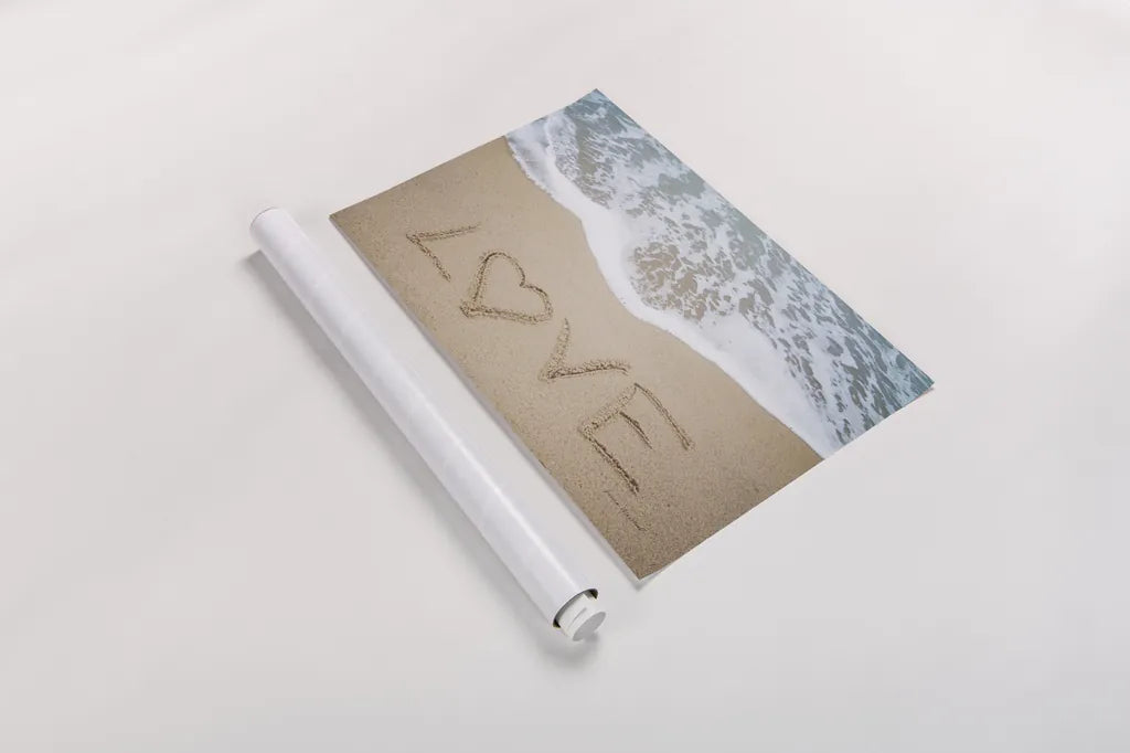 Beach Love II by Laura Marshall. shown as a rolled paper print. Available as archival giclee rolled canvas, fine art paper, or poster print. SKU 39638i.