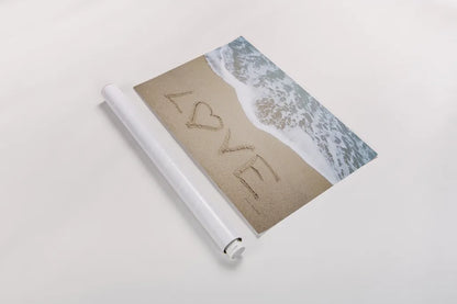 Beach Love II by Laura Marshall. shown as a rolled paper print. Available as archival giclee rolled canvas, fine art paper, or poster print. SKU 39638i.