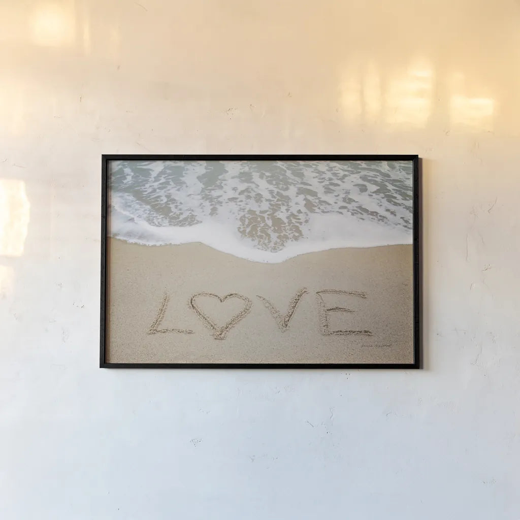 Beach Love II by Laura Marshall. shown as a paper print in a black flame. Available as a archival giclee rolled canvas, fine art paper, or poster print. SKU 39638i.