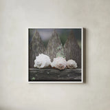 Beach Treasures by Laura Marshall. Shown in a crisp white glass frame for a clean and minimalist style. Available as an archival giclee rolled canvas, fine art paper, or poster print. SKU 38777a.