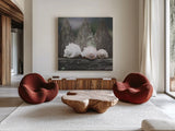 Beach Treasures by Laura Marshall. Shown as extra-large giant wall art in a modern living room. Available as an archival giclee rolled canvas, fine art paper, or poster print. SKU 38777a.