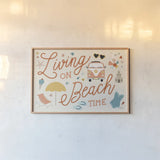 Beach Vibes I by Laura Marshall. shown as a paper print in a natural frame. Available as a archival giclee rolled canvas, fine art paper, or poster print. SKU 78823i.