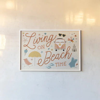 Beach Vibes I by Laura Marshall. shown as a paper print in a white frame. Available as a archival giclee rolled canvas, fine art paper, or poster print. SKU 78823i.