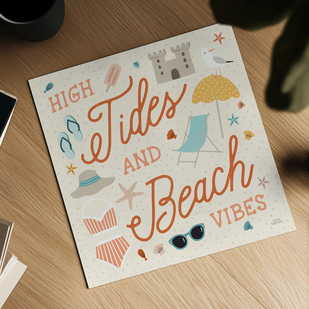 Beach Vibes III by Laura Marshall. Shown as a detailed flat fine art print, highlighting archival giclee quality. Available as an archival giclee rolled canvas, fine art paper, or poster print. SKU 78825a.