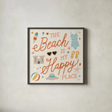 Beach Vibes IV by Laura Marshall. Shown in a sleek black glass frame for a contemporary gallery look. Available as an archival giclee rolled canvas, fine art paper, or poster print. SKU 78826a.