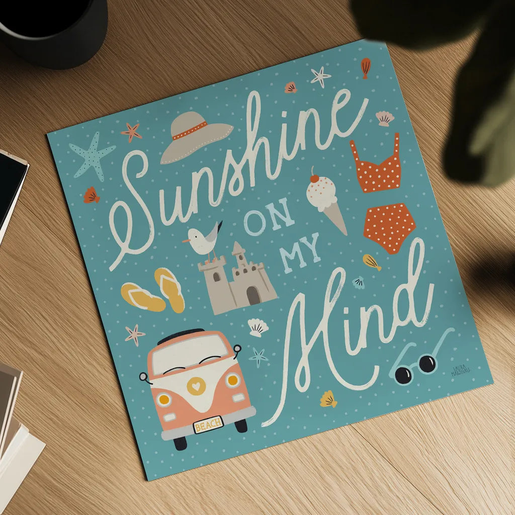 Beach Vibes V by Laura Marshall. Shown as a detailed flat fine art print, highlighting archival giclee quality. Available as an archival giclee rolled canvas, fine art paper, or poster print. SKU 78827a.