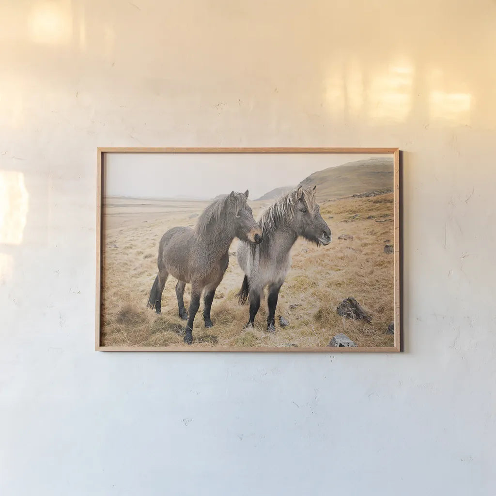 Bjarni and Imir I by Laura Marshall. shown as a paper print in a natural frame. Available as a archival giclee rolled canvas, fine art paper, or poster print. SKU 49806i.