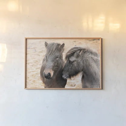 Bjarni and Imir II by Laura Marshall. shown as a paper print in a natural frame. Available as a archival giclee rolled canvas, fine art paper, or poster print. SKU 49808i.