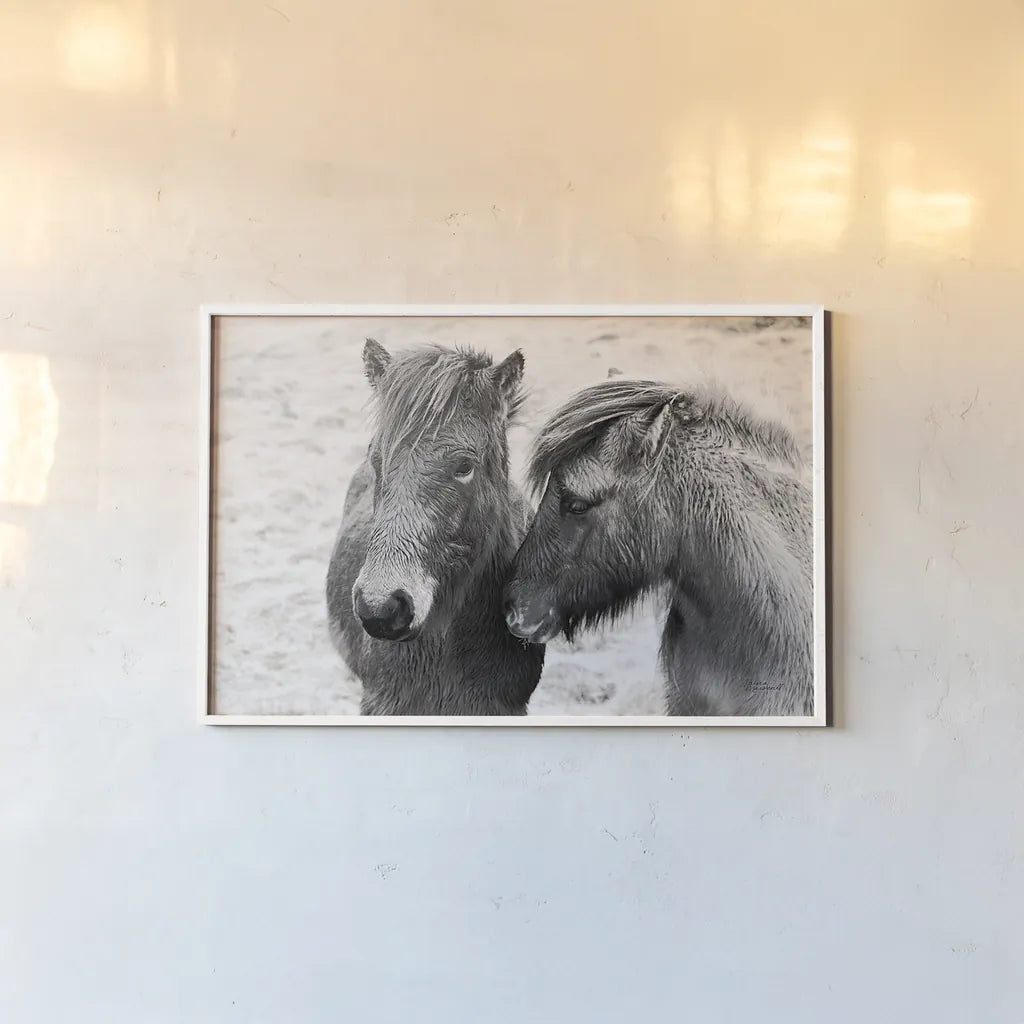 Bjarni and Imir II BW by Laura Marshall. shown as a paper print in a white frame. Available as a archival giclee rolled canvas, fine art paper, or poster print. SKU 49809i.
