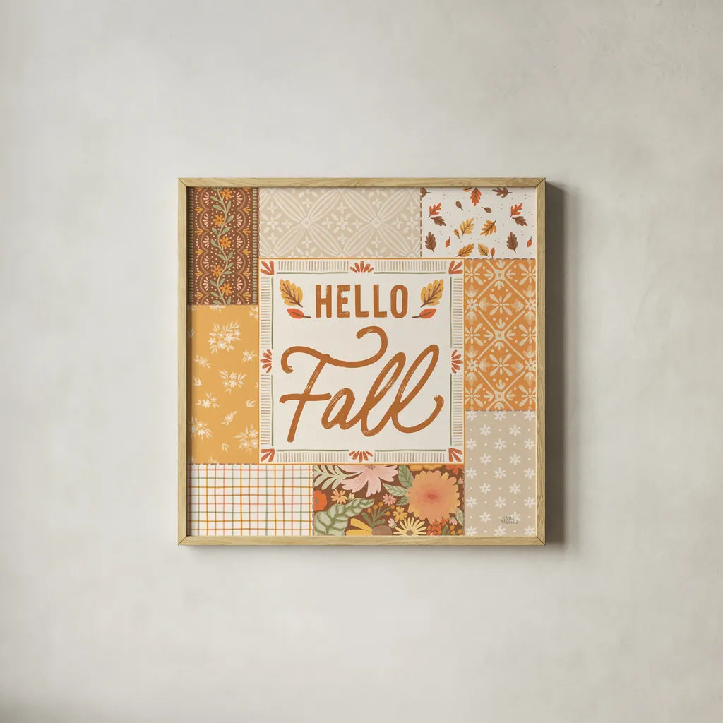 Blooming Autumn II by Laura Marshall. Shown in a natural wood glass frame for a timeless modern aesthetic. Available as an archival giclee rolled canvas, fine art paper, or poster print. SKU 93728a.