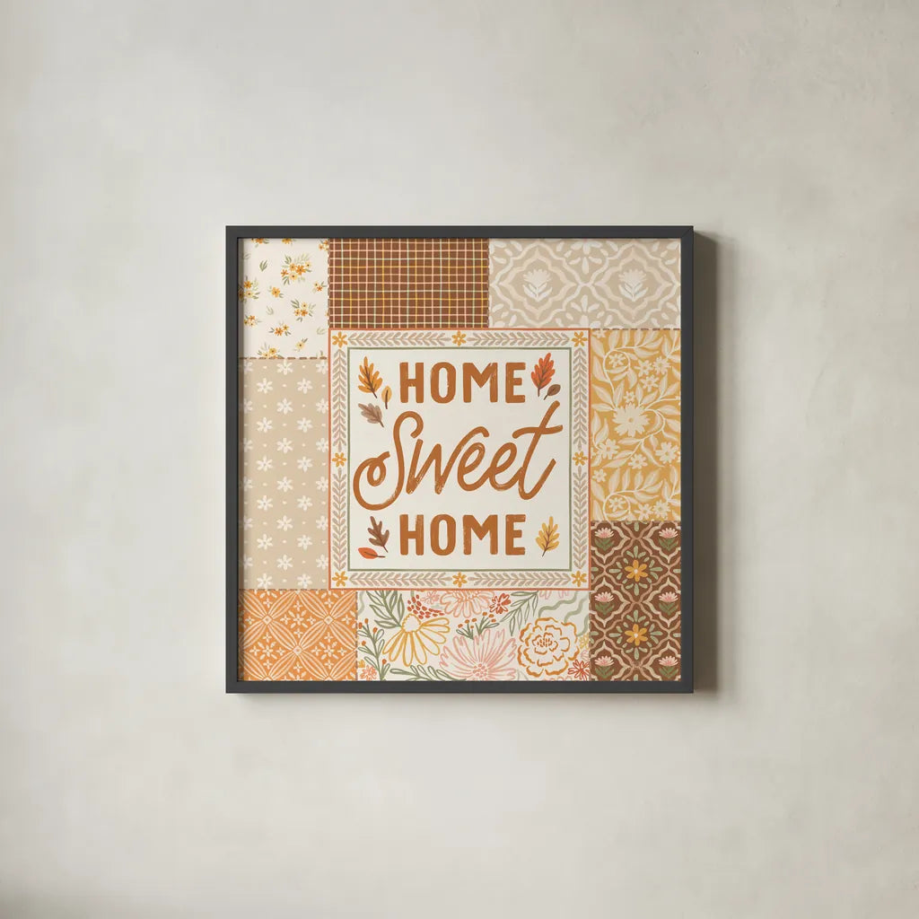 Blooming Autumn III by Laura Marshall. Shown in a sleek black glass frame for a contemporary gallery look. Available as an archival giclee rolled canvas, fine art paper, or poster print. SKU 93729a.