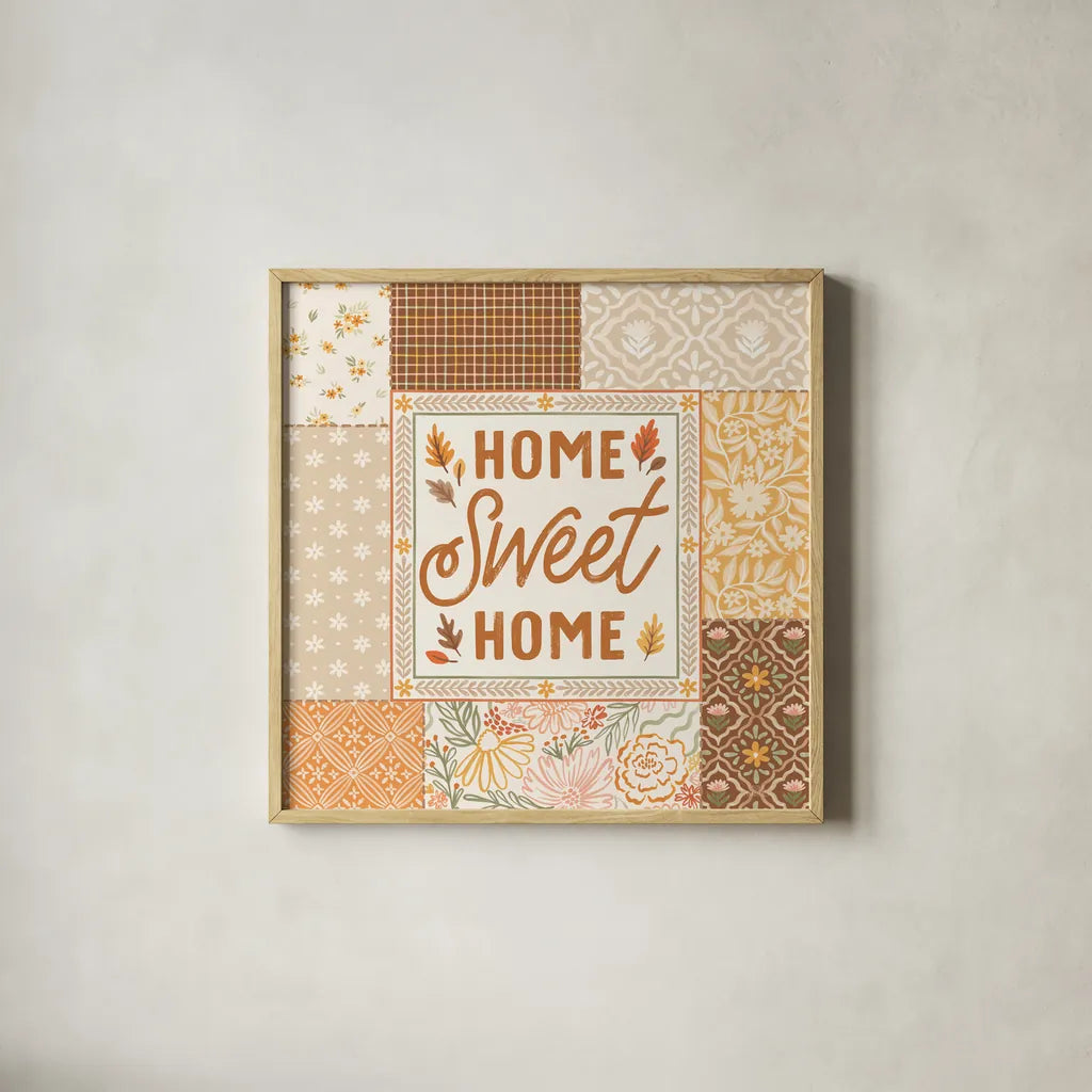 Blooming Autumn III by Laura Marshall. Shown in a natural wood glass frame for a timeless modern aesthetic. Available as an archival giclee rolled canvas, fine art paper, or poster print. SKU 93729a.