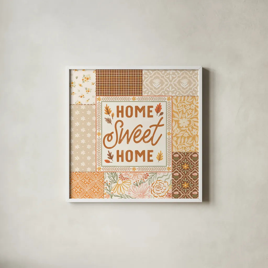 Blooming Autumn III by Laura Marshall. Shown in a crisp white glass frame for a clean and minimalist style. Available as an archival giclee rolled canvas, fine art paper, or poster print. SKU 93729a.