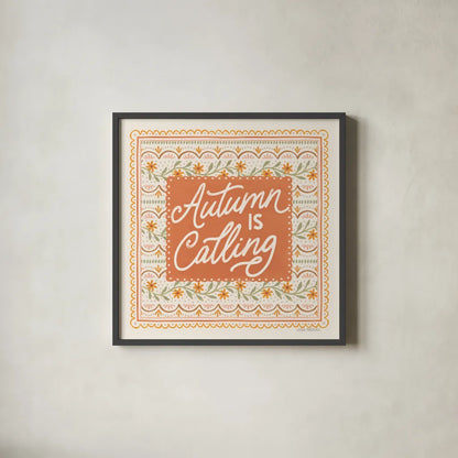 Blooming Autumn IV by Laura Marshall. Shown in a sleek black glass frame for a contemporary gallery look. Available as an archival giclee rolled canvas, fine art paper, or poster print. SKU 93730a.