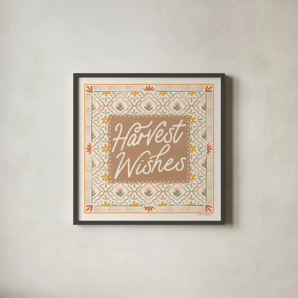 Blooming Autumn V by Laura Marshall. Shown in a sleek black glass frame for a contemporary gallery look. Available as an archival giclee rolled canvas, fine art paper, or poster print. SKU 93731a.