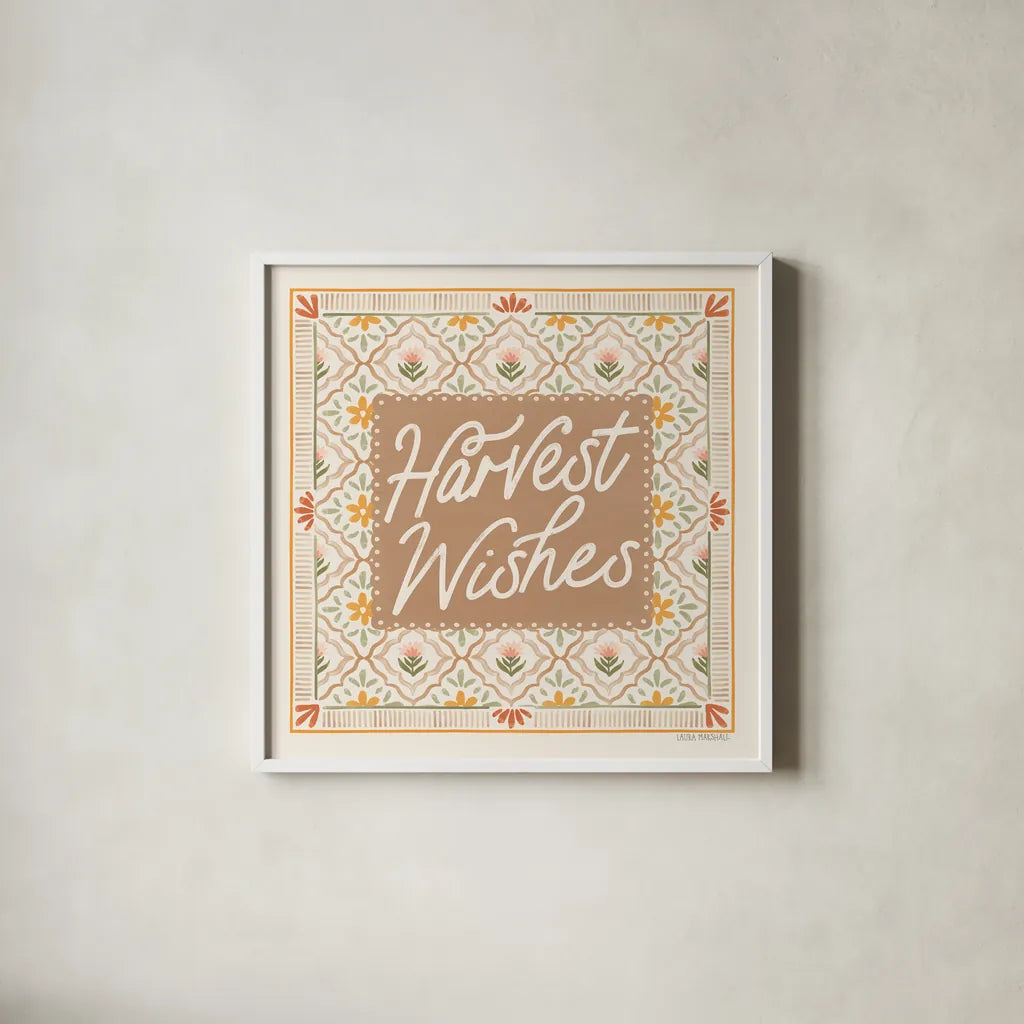 Blooming Autumn V by Laura Marshall. Shown in a crisp white glass frame for a clean and minimalist style. Available as an archival giclee rolled canvas, fine art paper, or poster print. SKU 93731a.