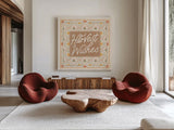 Blooming Autumn V by Laura Marshall. Shown as extra-large giant wall art in a modern living room. Available as an archival giclee rolled canvas, fine art paper, or poster print. SKU 93731a.