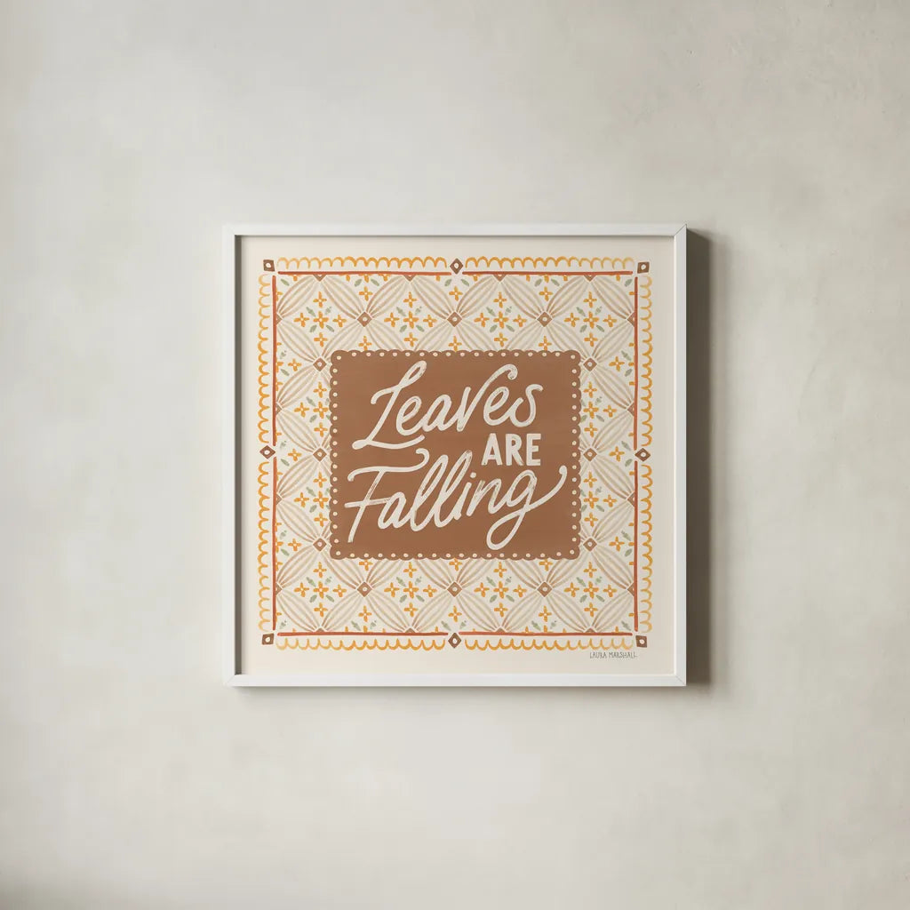 Blooming Autumn VI by Laura Marshall. Shown in a crisp white glass frame for a clean and minimalist style. Available as an archival giclee rolled canvas, fine art paper, or poster print. SKU 93732a.