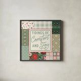 Blooming Christmas II by Laura Marshall. Shown in a sleek black glass frame for a contemporary gallery look. Available as an archival giclee rolled canvas, fine art paper, or poster print. SKU 102977a.