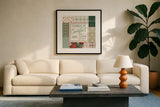 Blooming Christmas II by Laura Marshall. Displayed in a glass frame with matte in a clean modern living room. Available as an archival giclee rolled canvas, fine art paper, or poster print. SKU 102977a.