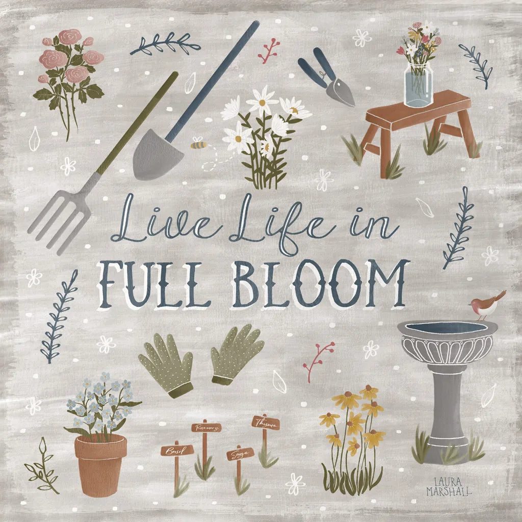 Blooming Garden I by Laura Marshall. SKU 32069a. Archival Giclee Fine art print for wall decor.