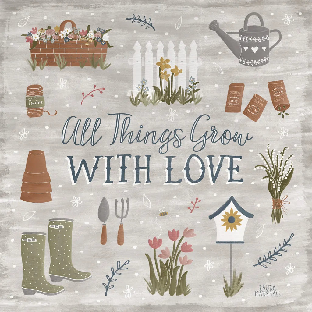 Blooming Garden II by Laura Marshall. SKU 32070a. Archival Giclee Fine art print for wall decor.