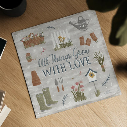 Blooming Garden II by Laura Marshall. Shown as a detailed flat fine art print, highlighting archival giclee quality. Available as an archival giclee rolled canvas, fine art paper, or poster print. SKU 32070a.