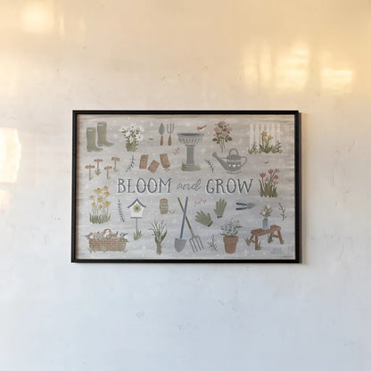 Blooming Garden III by Laura Marshall. shown as a paper print in a black flame. Available as a archival giclee rolled canvas, fine art paper, or poster print. SKU 32071i.