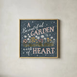 Blooming Garden IV by Laura Marshall. Shown in a natural wood glass frame for a timeless modern aesthetic. Available as an archival giclee rolled canvas, fine art paper, or poster print. SKU 32072a.