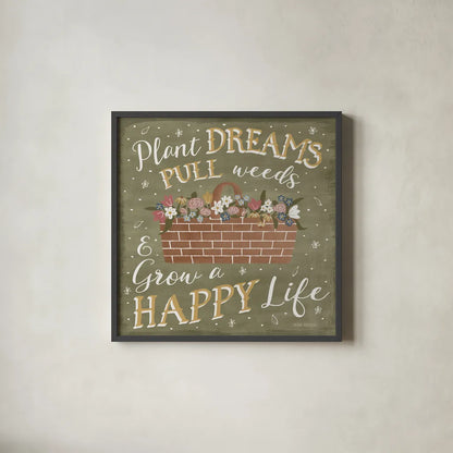 Blooming Garden V by Laura Marshall. Shown in a sleek black glass frame for a contemporary gallery look. Available as an archival giclee rolled canvas, fine art paper, or poster print. SKU 32073a.