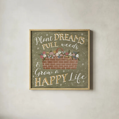 Blooming Garden V by Laura Marshall. Shown in a natural wood glass frame for a timeless modern aesthetic. Available as an archival giclee rolled canvas, fine art paper, or poster print. SKU 32073a.