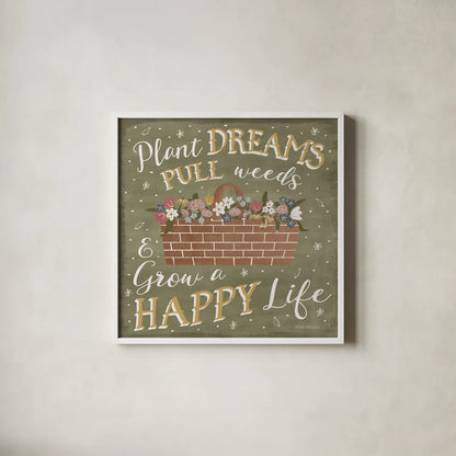 Blooming Garden V by Laura Marshall. Shown in a crisp white glass frame for a clean and minimalist style. Available as an archival giclee rolled canvas, fine art paper, or poster print. SKU 32073a.