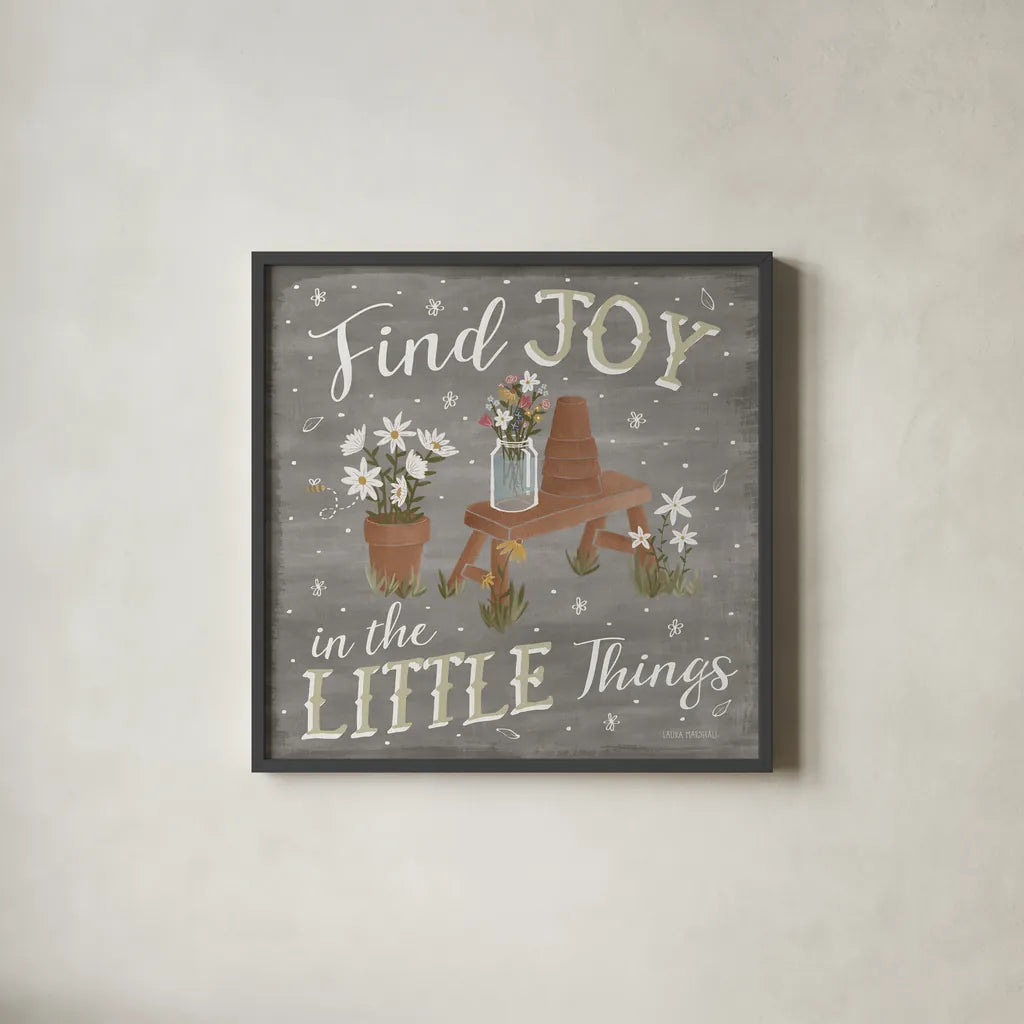 Blooming Garden VI by Laura Marshall. Shown in a sleek black glass frame for a contemporary gallery look. Available as an archival giclee rolled canvas, fine art paper, or poster print. SKU 32074a.