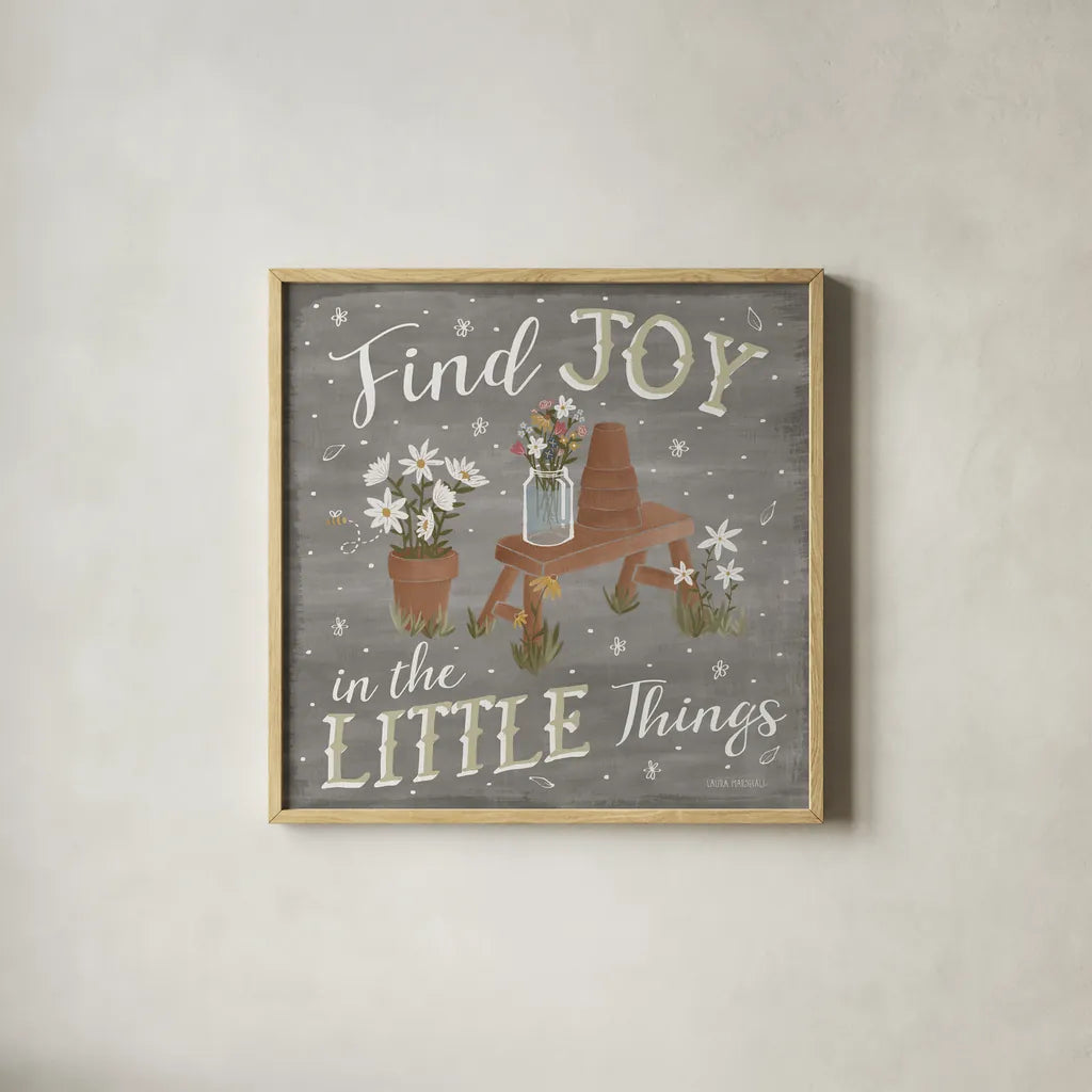 Blooming Garden VI by Laura Marshall. Shown in a natural wood glass frame for a timeless modern aesthetic. Available as an archival giclee rolled canvas, fine art paper, or poster print. SKU 32074a.