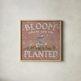 Blooming Garden VII by Laura Marshall. Shown in a natural wood glass frame for a timeless modern aesthetic. Available as an archival giclee rolled canvas, fine art paper, or poster print. SKU 32075a.