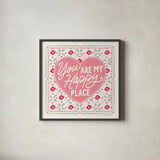 Blooming Hearts  VI v2 by Laura Marshall. Shown in a sleek black glass frame for a contemporary gallery look. Available as an archival giclee rolled canvas, fine art paper, or poster print. SKU 97410a.