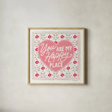 Blooming Hearts  VI v2 by Laura Marshall. Shown in a natural wood glass frame for a timeless modern aesthetic. Available as an archival giclee rolled canvas, fine art paper, or poster print. SKU 97410a.