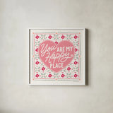 Blooming Hearts  VI v2 by Laura Marshall. Shown in a crisp white glass frame for a clean and minimalist style. Available as an archival giclee rolled canvas, fine art paper, or poster print. SKU 97410a.