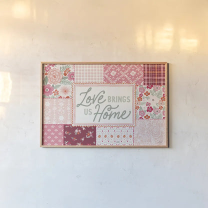 Blooming Hearts I by Laura Marshall. shown as a paper print in a natural frame. Available as a archival giclee rolled canvas, fine art paper, or poster print. SKU 93008i.