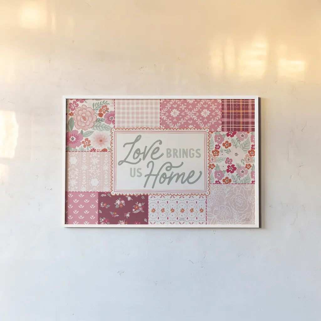 Blooming Hearts I by Laura Marshall. shown as a paper print in a white frame. Available as a archival giclee rolled canvas, fine art paper, or poster print. SKU 93008i.