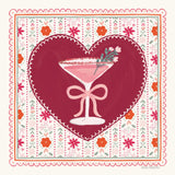 Blooming Hearts IV Cocktail by Laura Marshall. SKU 100342a. Archival Giclee Fine art print for wall decor.
