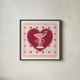 Blooming Hearts IV Cocktail by Laura Marshall. Shown in a sleek black glass frame for a contemporary gallery look. Available as an archival giclee rolled canvas, fine art paper, or poster print. SKU 100342a.