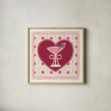 Blooming Hearts IV Cocktail by Laura Marshall. Shown in a natural wood glass frame for a timeless modern aesthetic. Available as an archival giclee rolled canvas, fine art paper, or poster print. SKU 100342a.