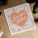 Blooming Hearts V by Laura Marshall. Shown as a detailed flat fine art print, highlighting archival giclee quality. Available as an archival giclee rolled canvas, fine art paper, or poster print. SKU 93012a.