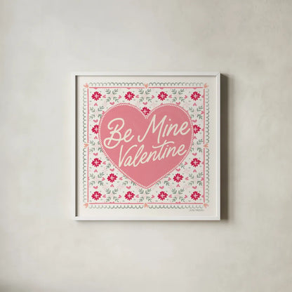 Blooming Hearts VI by Laura Marshall. Shown in a crisp white glass frame for a clean and minimalist style. Available as an archival giclee rolled canvas, fine art paper, or poster print. SKU 93013a.