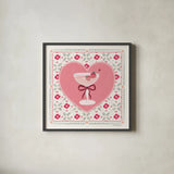 Blooming Hearts VI Cocktail by Laura Marshall. Shown in a sleek black glass frame for a contemporary gallery look. Available as an archival giclee rolled canvas, fine art paper, or poster print. SKU 100343a.