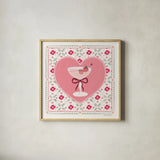 Blooming Hearts VI Cocktail by Laura Marshall. Shown in a natural wood glass frame for a timeless modern aesthetic. Available as an archival giclee rolled canvas, fine art paper, or poster print. SKU 100343a.