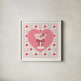 Blooming Hearts VI Cocktail by Laura Marshall. Shown in a crisp white glass frame for a clean and minimalist style. Available as an archival giclee rolled canvas, fine art paper, or poster print. SKU 100343a.