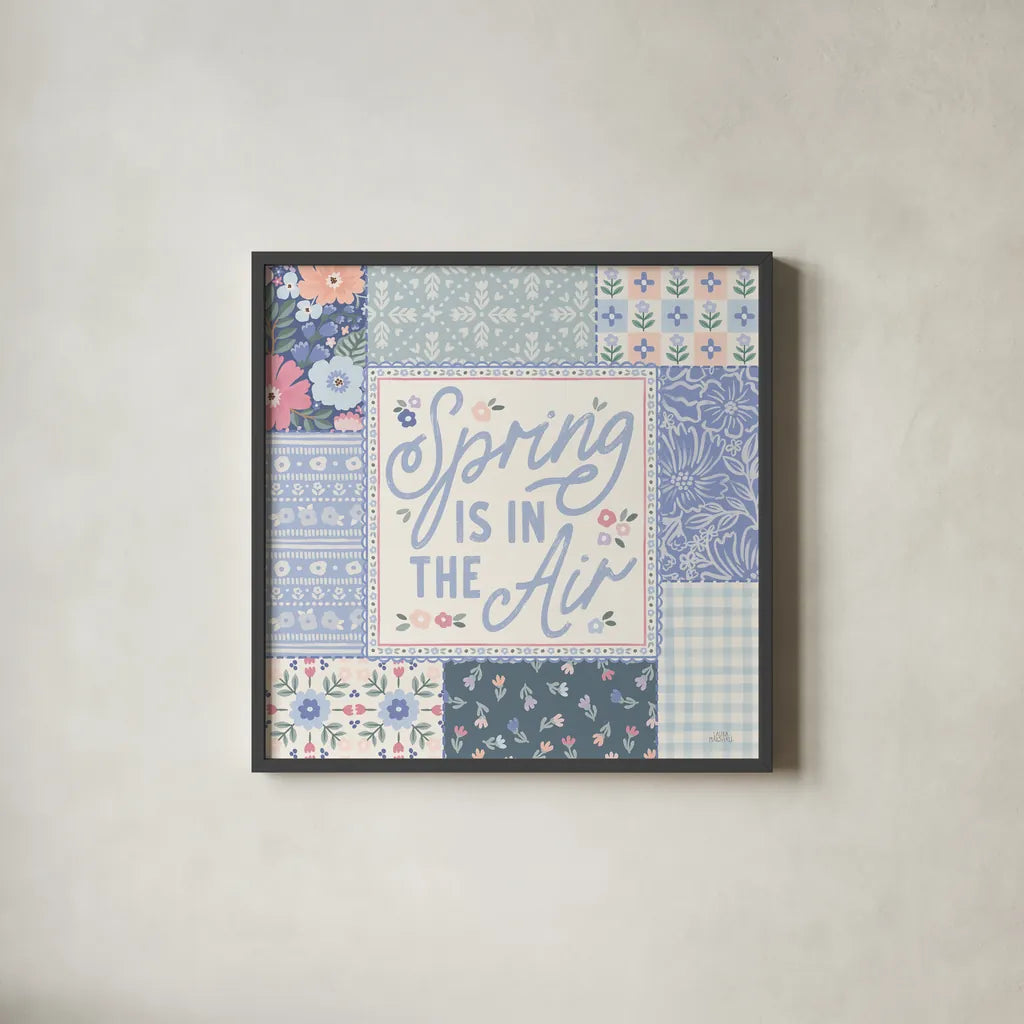 Blooming Spring II by Laura Marshall. Shown in a sleek black glass frame for a contemporary gallery look. Available as an archival giclee rolled canvas, fine art paper, or poster print. SKU 97457a.