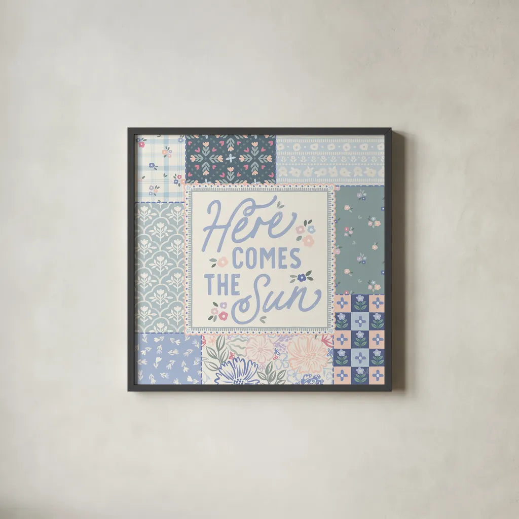 Blooming Spring III by Laura Marshall. Shown in a sleek black glass frame for a contemporary gallery look. Available as an archival giclee rolled canvas, fine art paper, or poster print. SKU 97458a.